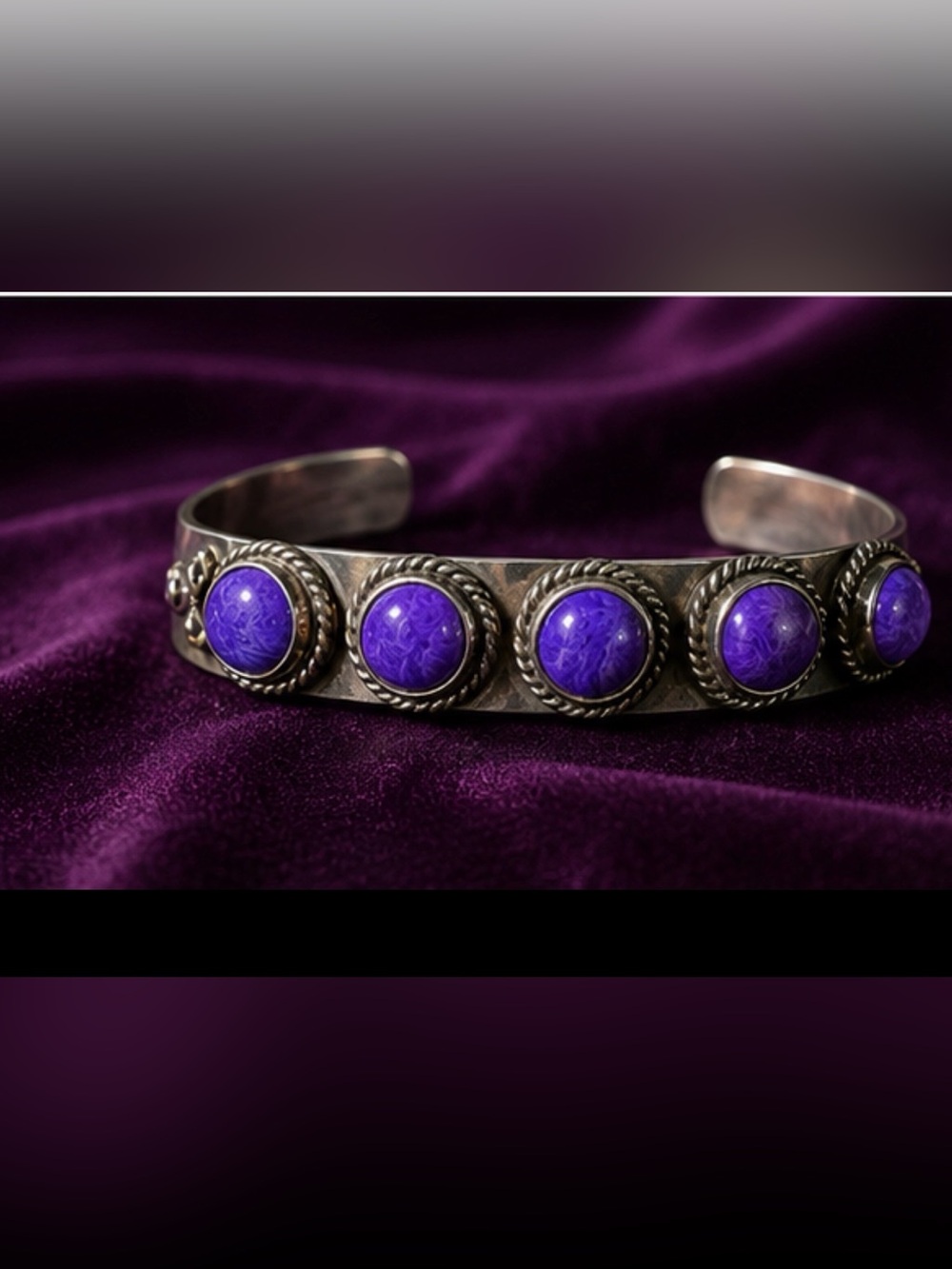 Purple Stone Silver-Tone Cuff Bracelet - Women Jewelry